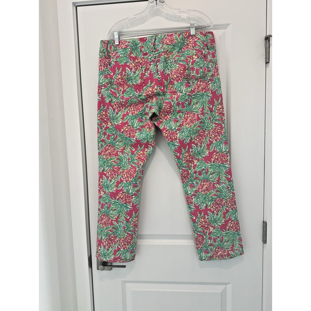Lilly Pulitzer Worth Straight Jeans Sz 14 Spike The Punch Orchid Pink Pineapple - Picture 14 of 14